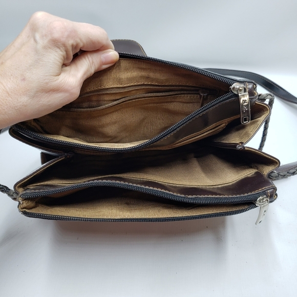 M.C. Marc Chantal Fake Reptile Skin Purse Brown Red Crossbody Strap - Picture 6 of 16